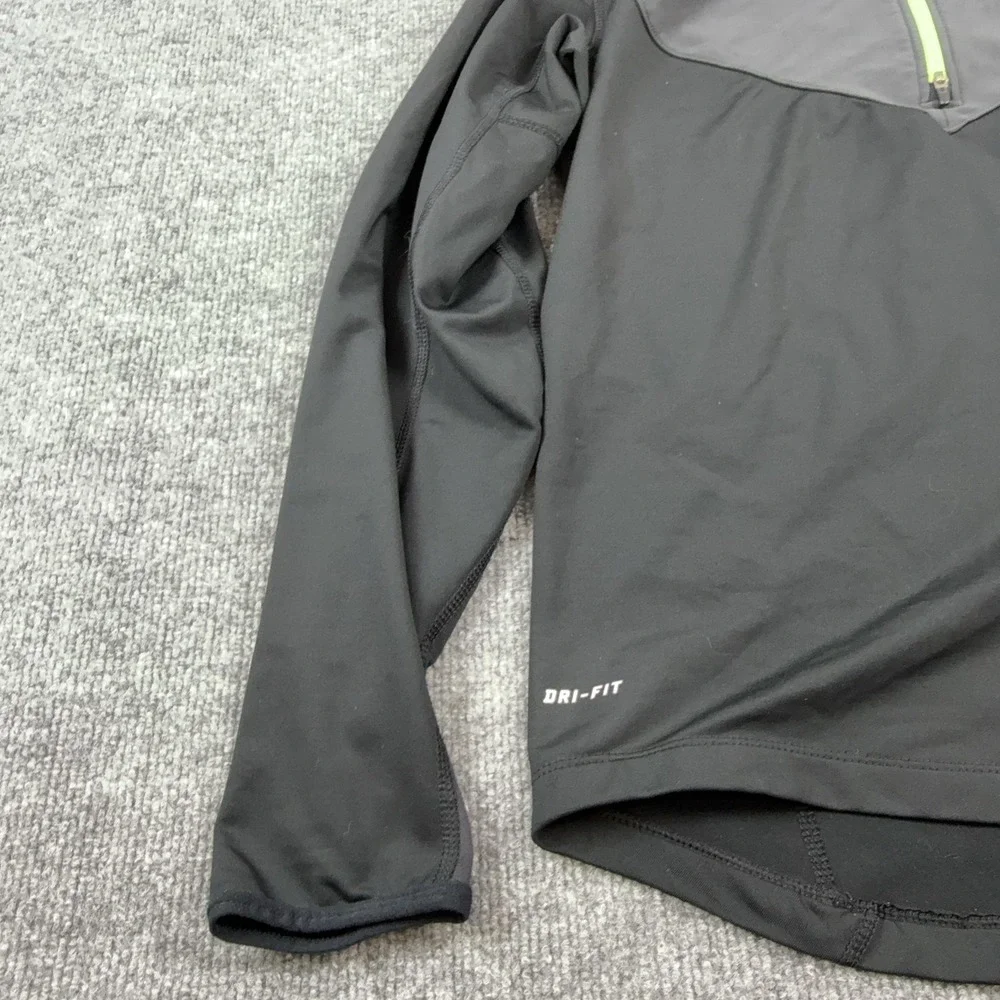Nike Dri-FIT Pullover Mens Medium Black Gray 1/4 Zip Running Top Long Sleeve